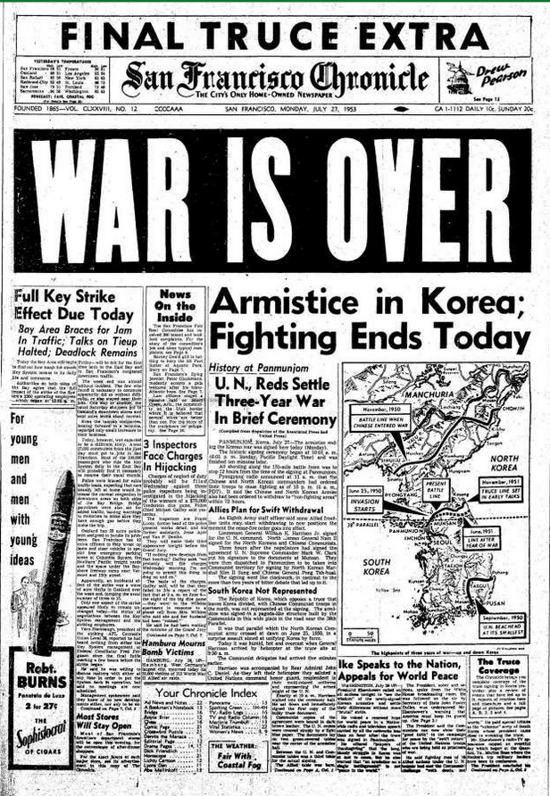 Avisforside som viser at krigen er over